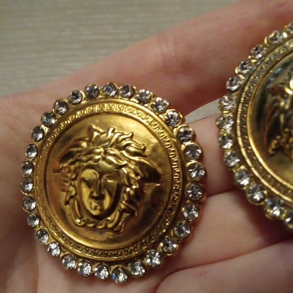 Gianni VERSACE JUMBO Vintage Crystal 💎✨ Clip-On Earrings - Picture 8 of 15